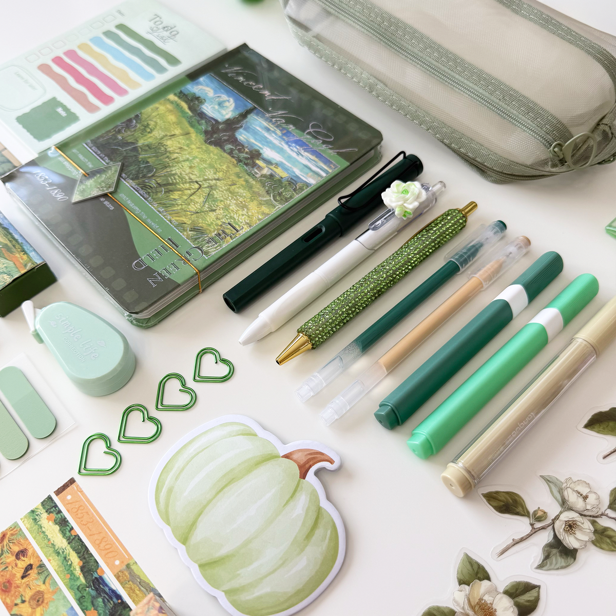 Green Art Bookish Stationery Bundle – Van Gogh Notebook Set