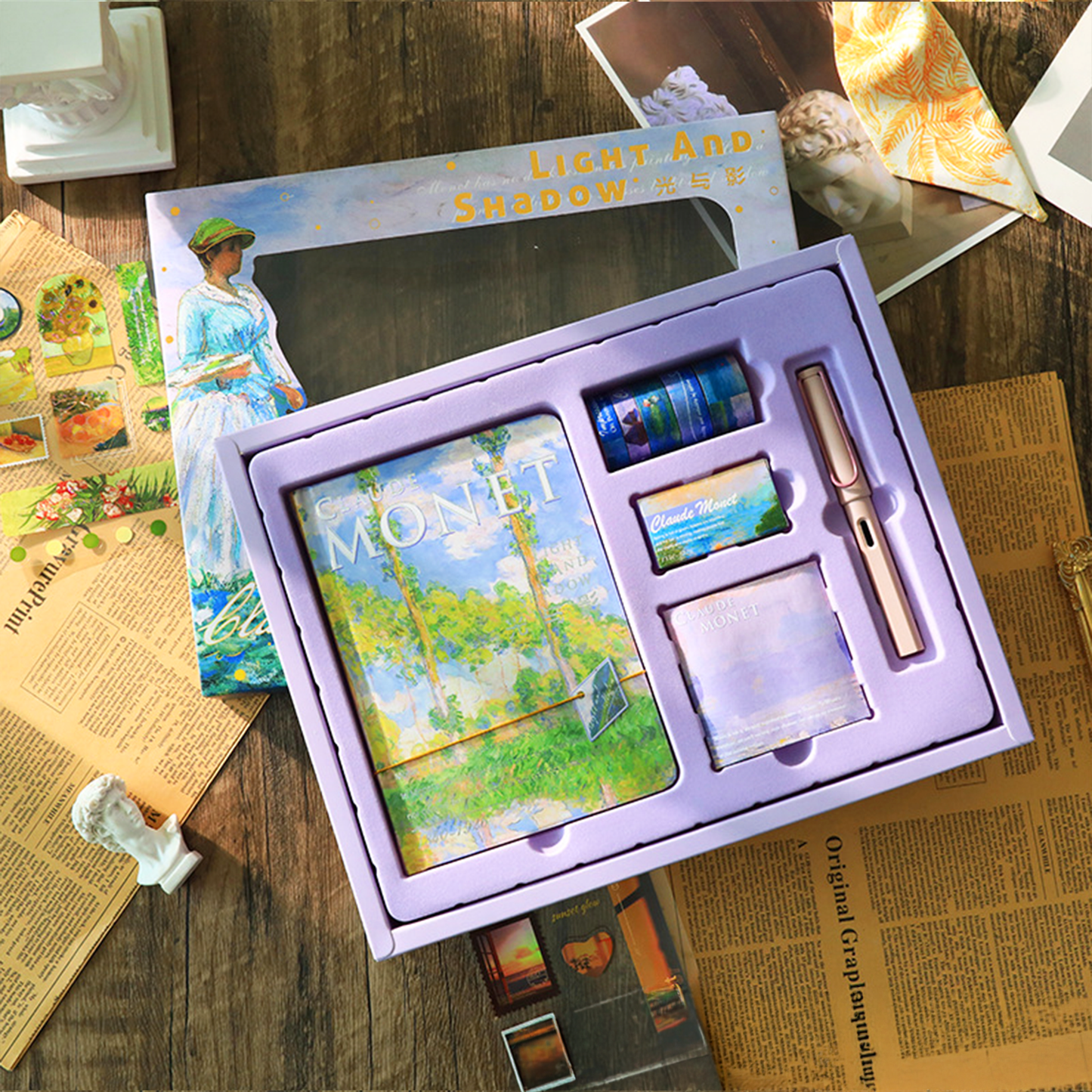 Art Stationery Set — Van Gogh & Monet Collection